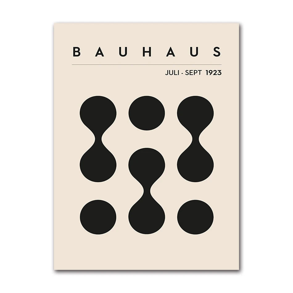 Abstract Bauhaus Style Geometric Wall Art Posters Prints Picture Vintage Black Beige Line Canvas Paintings For Modern Home Decor Peaceful Pleasures Health and Wellness 60536-01 50x70cm Unframed
