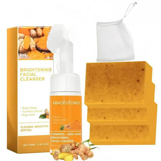 Turmeric & Kojic Acid Cleanser Soap Set – Brighten Skin Facial Cleanser Set Oasis Select