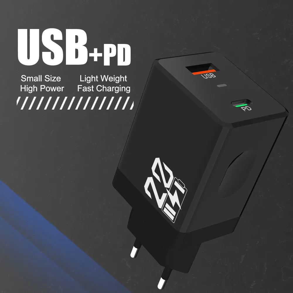 20W USB-A & USB-C Fast Wall Charger – QC 3.0 Quick Charge