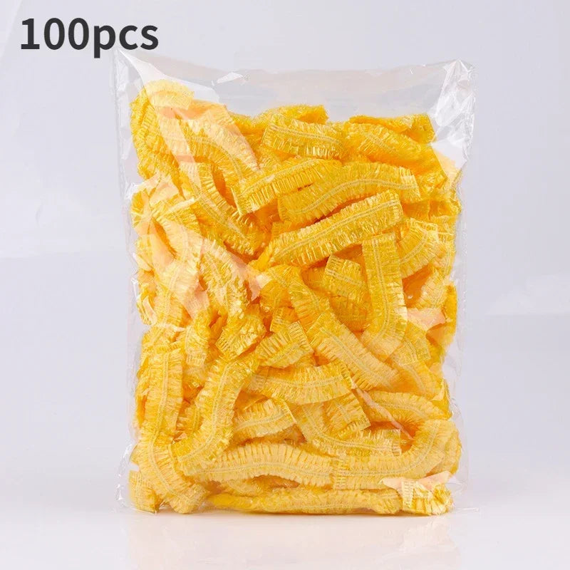 Disposable Shower Caps 100pcs – Waterproof Elastic PE Caps