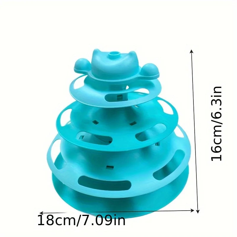 4-Layer Feather Cat Turntable – Interactive Toy Ball & Stick