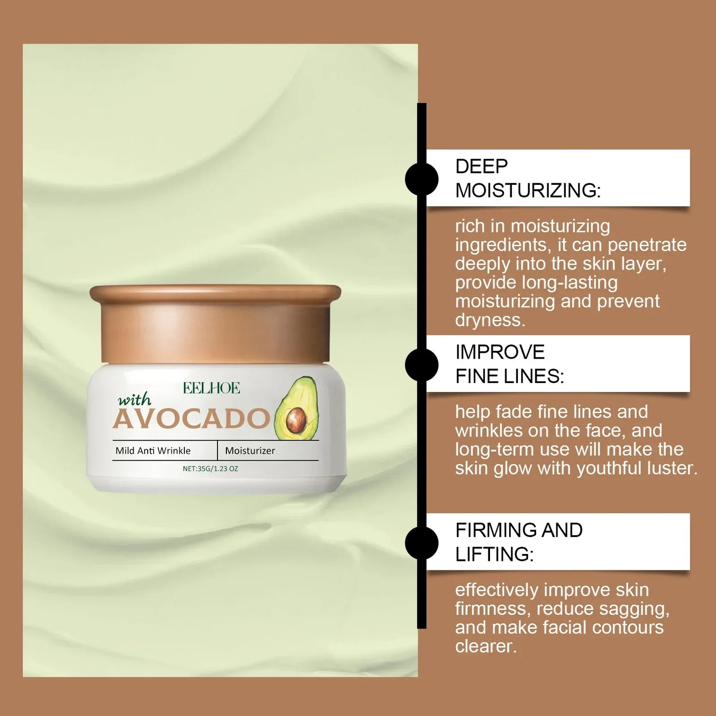 EELHOE Avocado Face Cream – Anti-Aging, Lifting & Collagen Peaceful Pleasures Health and Wellness