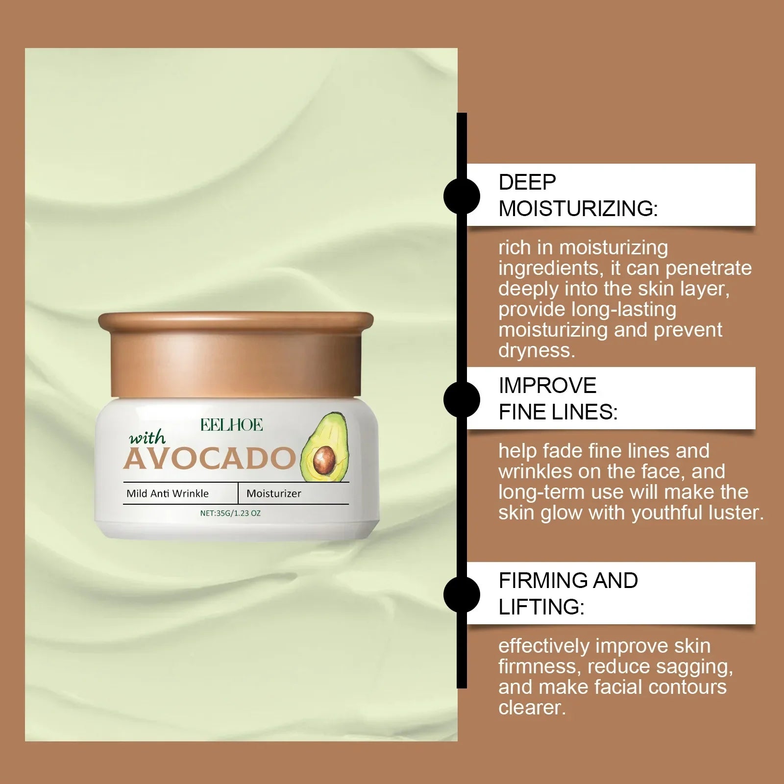 EELHOE Avocado Face Cream – Anti-Aging, Lifting & Collagen Peaceful Pleasures Health and Wellness