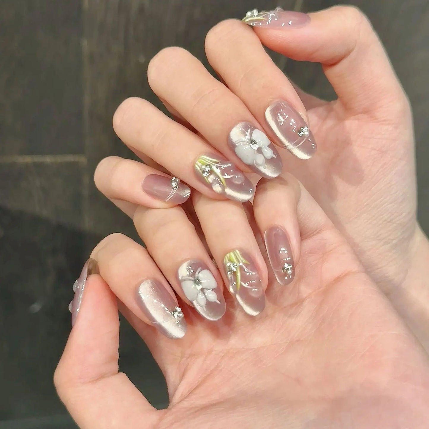 10pcs Handmade Short Press on Nails Cute 3D Flowers Decor Gradient Pink Fake Nails Wedding Lady Wearable Korean False Nail Tips Peaceful Pleasures Health and Wellness