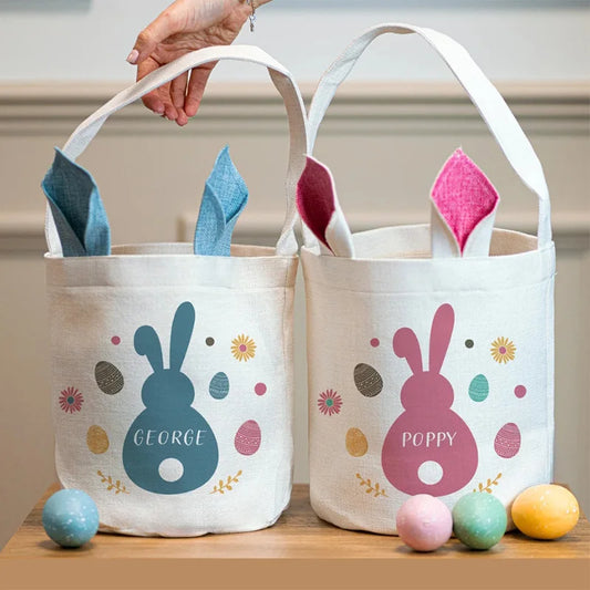 Personalised Easter Bunny Treat Bag | Kids Egg Hunt Gift Sack Easter Gift Bag Peaceful Pleasures Health and Wellness