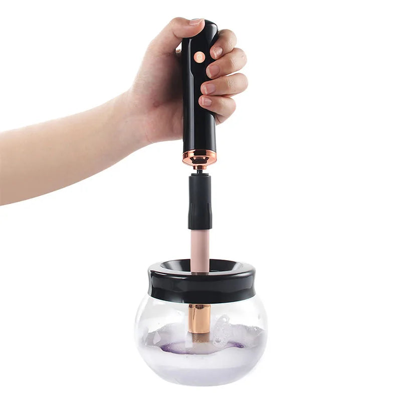 Makeup brush cleaning and drying machine, electric cosmetic automatic brush rotator, with 8 sizes of rubber collar, can be clean Peaceful Pleasures Health and Wellness