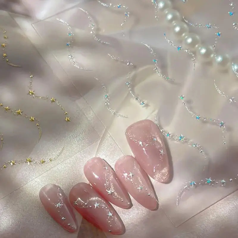 Gold Silver Holographic Star Nail Stickers – DIY Nail Art
