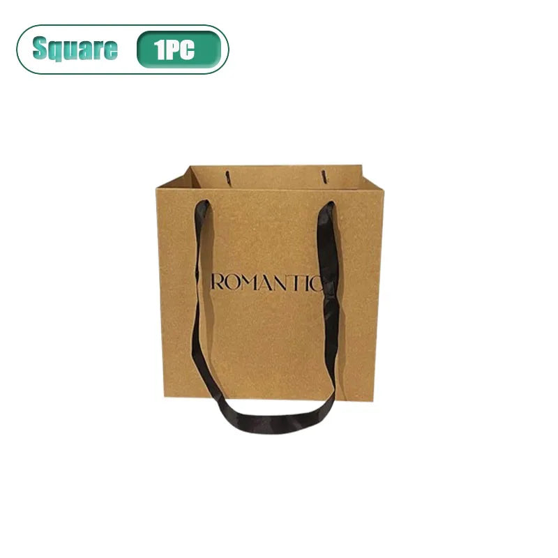 Kraft Paper Tote Bags with Satin Handle | Gift & Wedding Bags