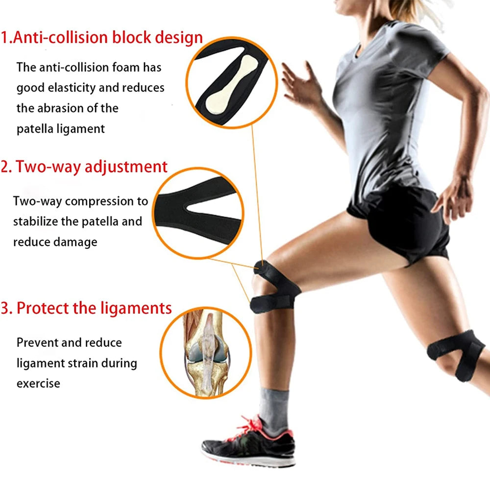 1PCS Dual Patella Knee Brace Support Strap – Adjustable Neoprene Knee Band for Arthritis, Golf, Running – Men & Women Peaceful Pleasures Health and Wellness