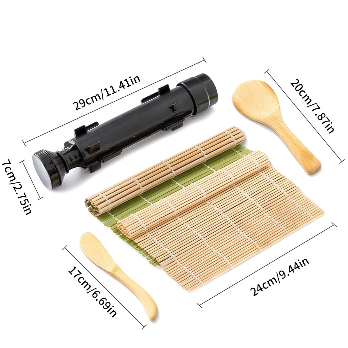 Sushi Maker Set, Sushi Bazooka Kit Machine Rice Mold with Bamboo Sushi Rolling Mat, Rice Paddle, DIY Kitchen Tools Accessories Peaceful Pleasures Health and Wellness