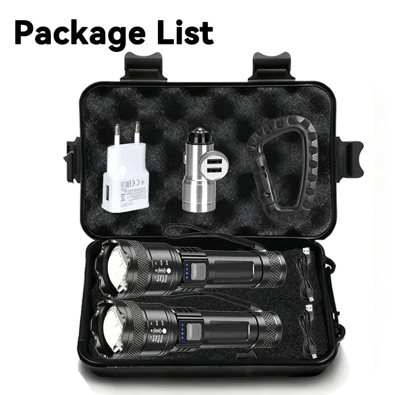 ZHIYU 2000LM Tactical LED Flashlight USB-C Rechargeable Zoom Torch