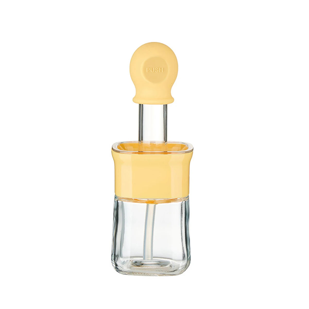 1Pcs Oil Dispenser Bottle with Silicone Brush Cooking Grilling Kitchen Tool Outdoor Barbecue Press Brush Oil Bottle Oil Brush Peaceful Pleasures Health and Wellness Cream yellow