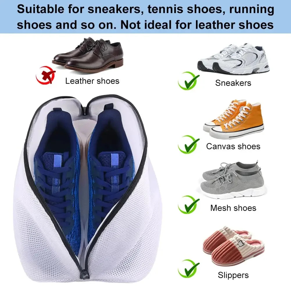 Mesh Shoe Laundry Bags with Zip Closure – Set of 3