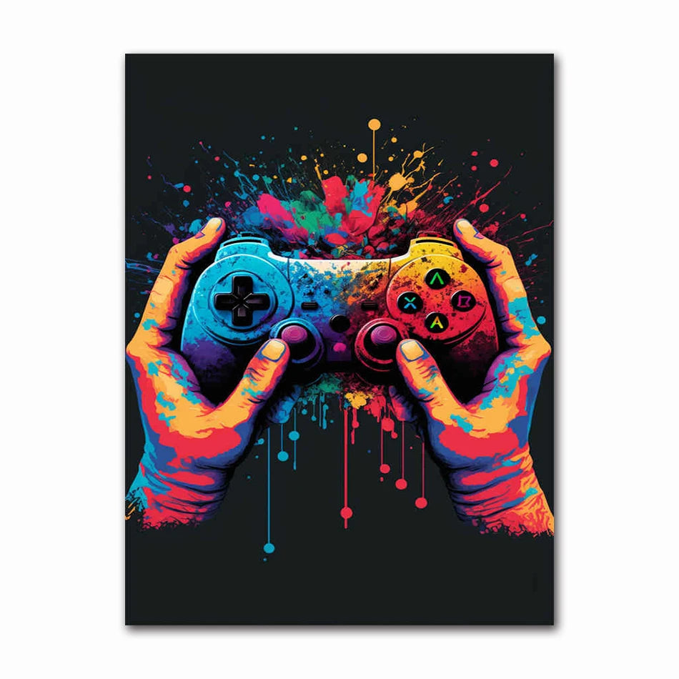 Colorful Game Controller Wall Art Poster Prints Nordic Aesthetic Picture Canvas Painting Gaming Boy Room Home Decoration Peaceful Pleasures Health and Wellness