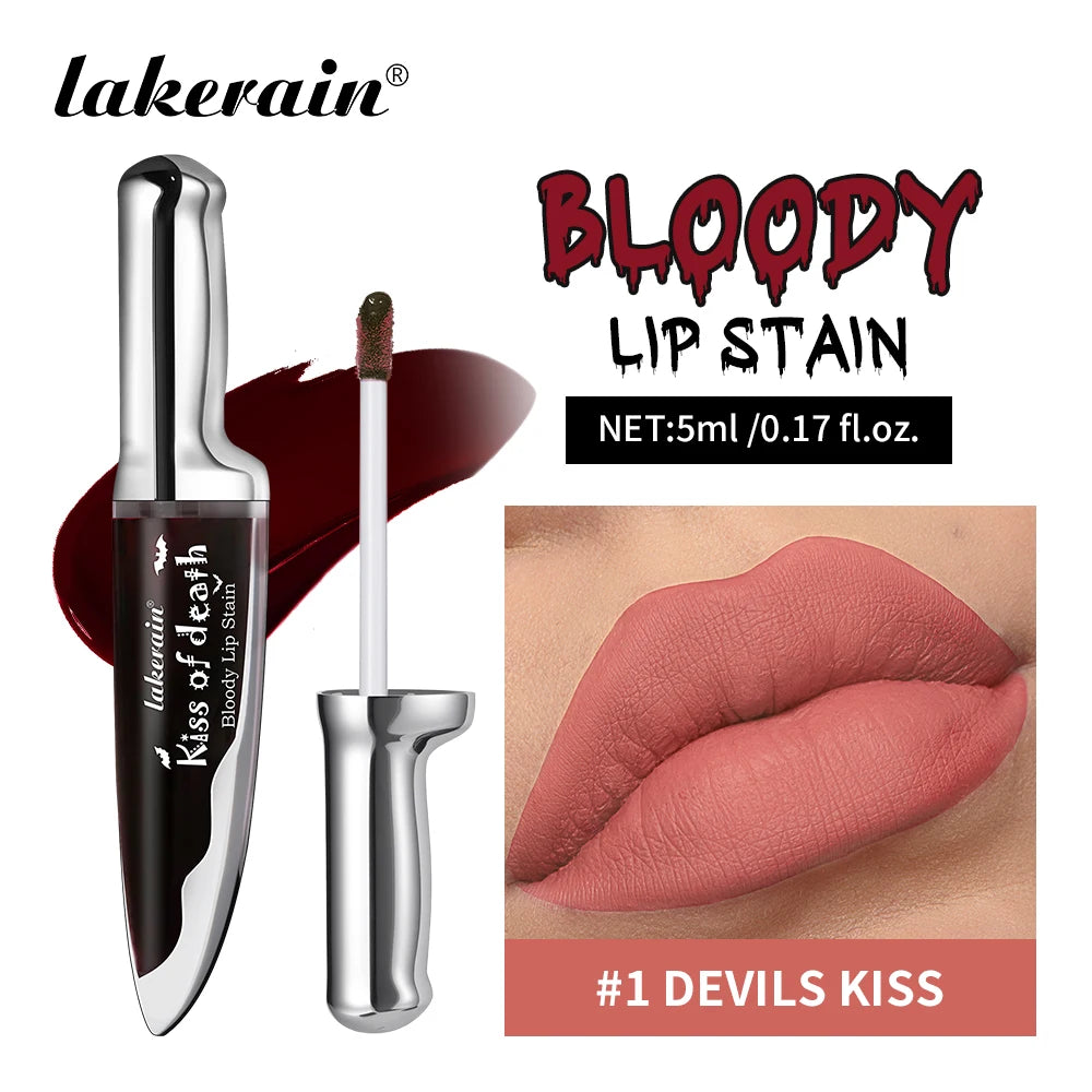 Lakerain Fake Bloody Lip Stain Gel-like Waterproof Spill-proof Long Lasting Matte Lip Tinting Halloween Party Lip Cosmetics Peaceful Pleasures Health and Wellness DEVILS KISS