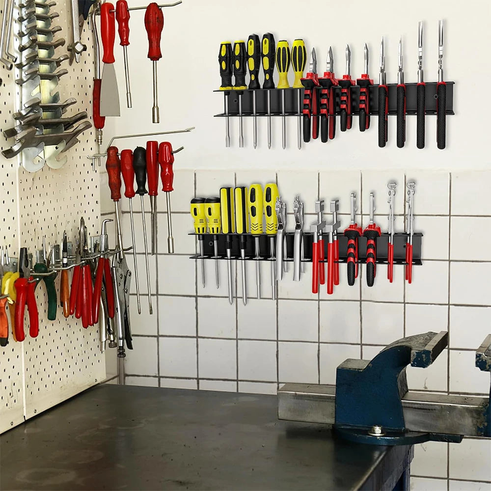 Wall Mount Tool Organizer – Heavy Duty Screwdriver & Plier Rack
