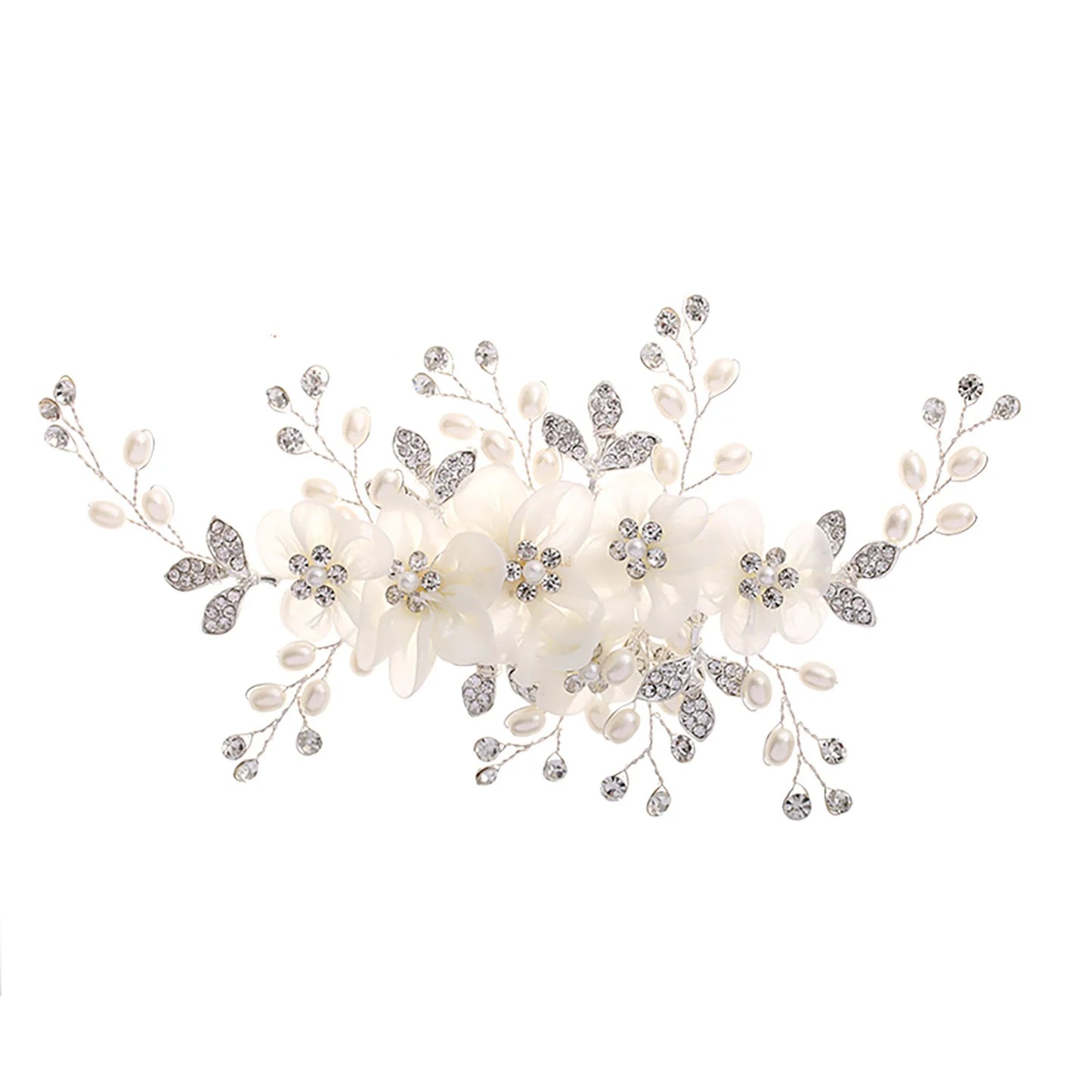 Flower Hairpin Hair Clip Decorative White Bloomy Flower Rhinstones Headpiece for Women Girls Hair Accessories Peaceful Pleasures Health and Wellness