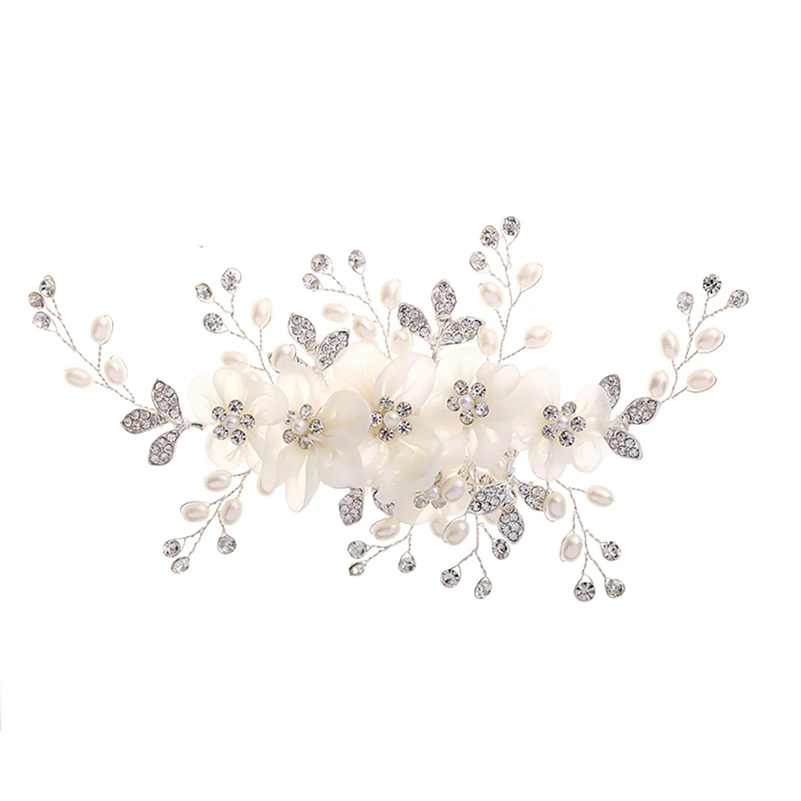 Flower Hairpin Hair Clip Decorative White Bloomy Flower Rhinstones Headpiece for Women Girls Hair Accessories Peaceful Pleasures Health and Wellness