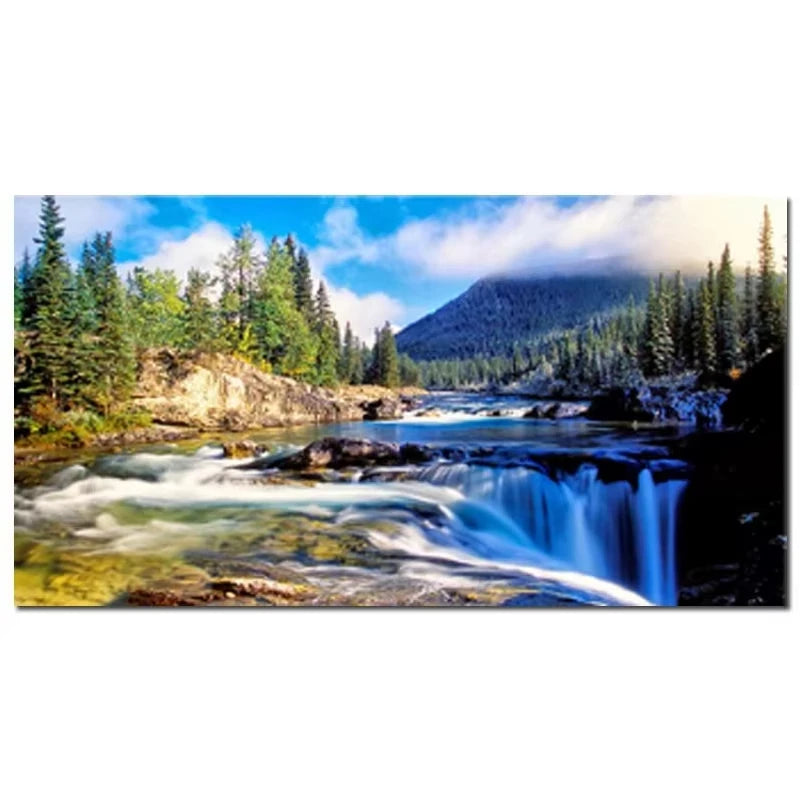 Nature Landscape Canvas Wall Art – Sunshine Forest Lake Print