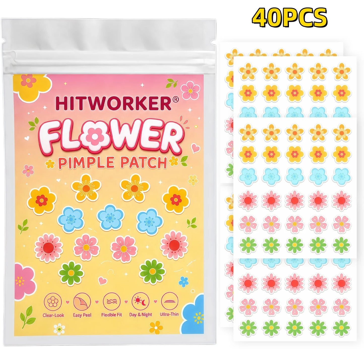 Flower Hydrocolloid Spot Patches – Cute Face Stickers 40/100pc