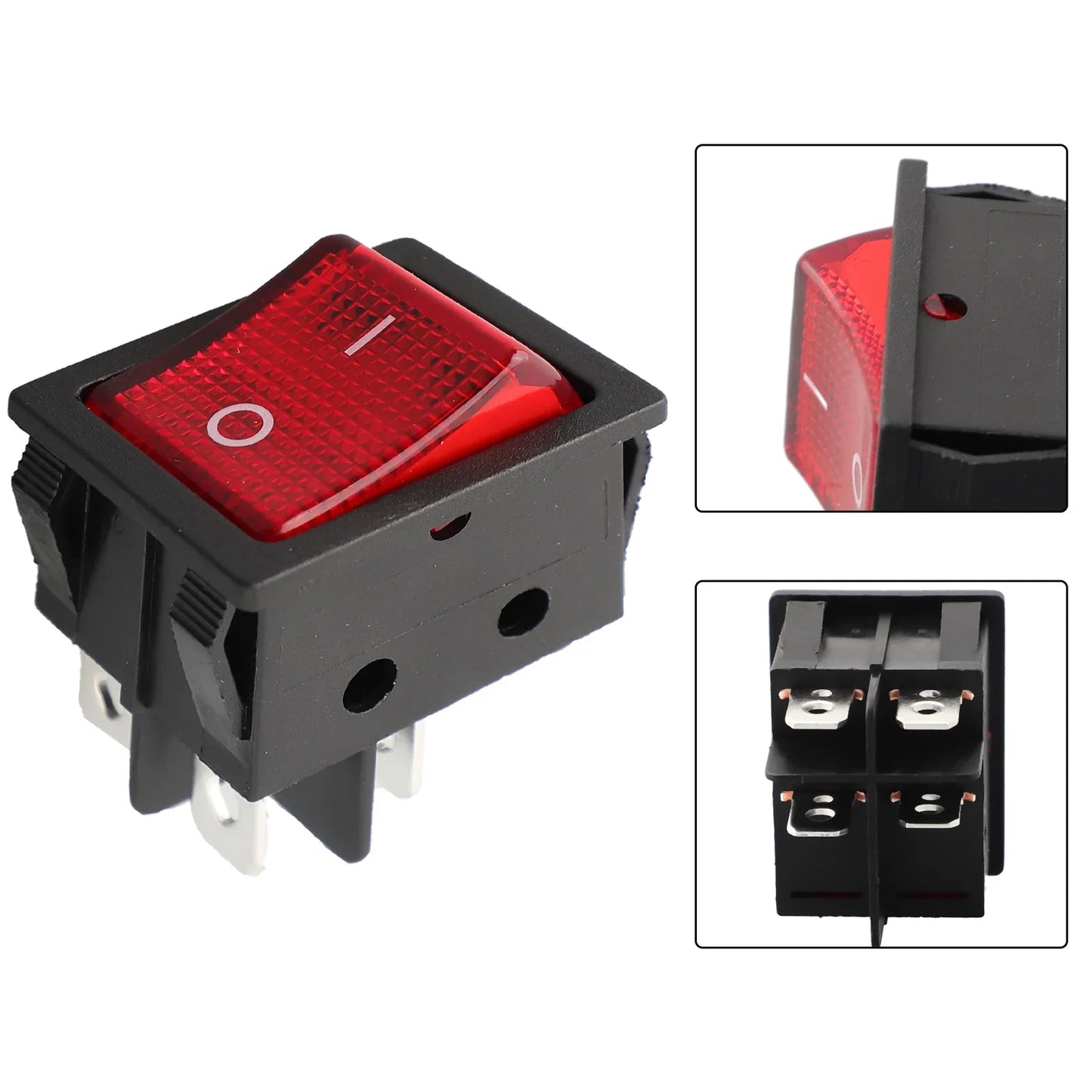 30A 250VAC 4-Pin Rocker Power Switch with Red LED Indicator