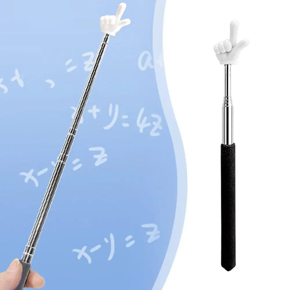 1PC Stainless Steel School Office Teaching Pointer Telescopic Rod Finger Design Teaching Stick Finger Reading Sticks Peaceful Pleasures Health and Wellness