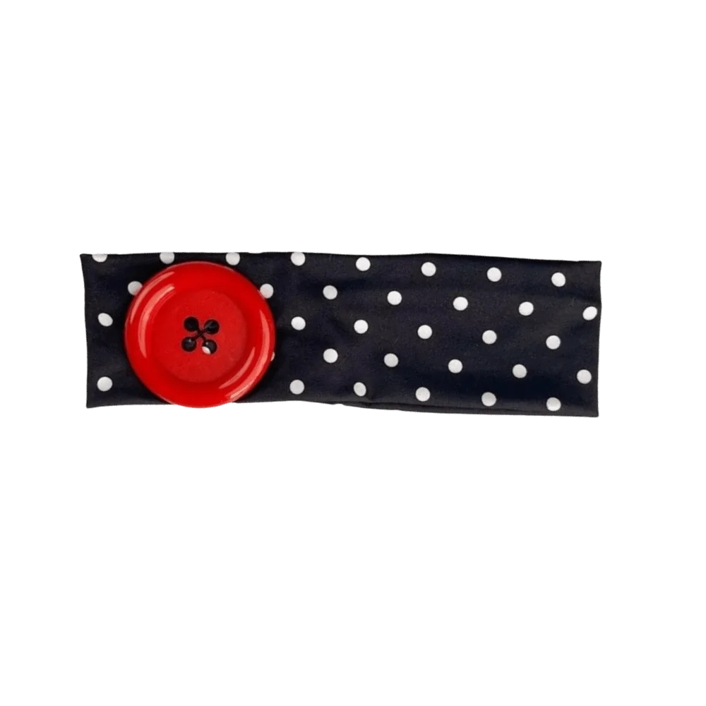Wide Polka Dot Headband | Vintage Elastic Wrap for Yoga & Gym Hair Headband Peaceful Pleasures Health and Wellness Black-Red