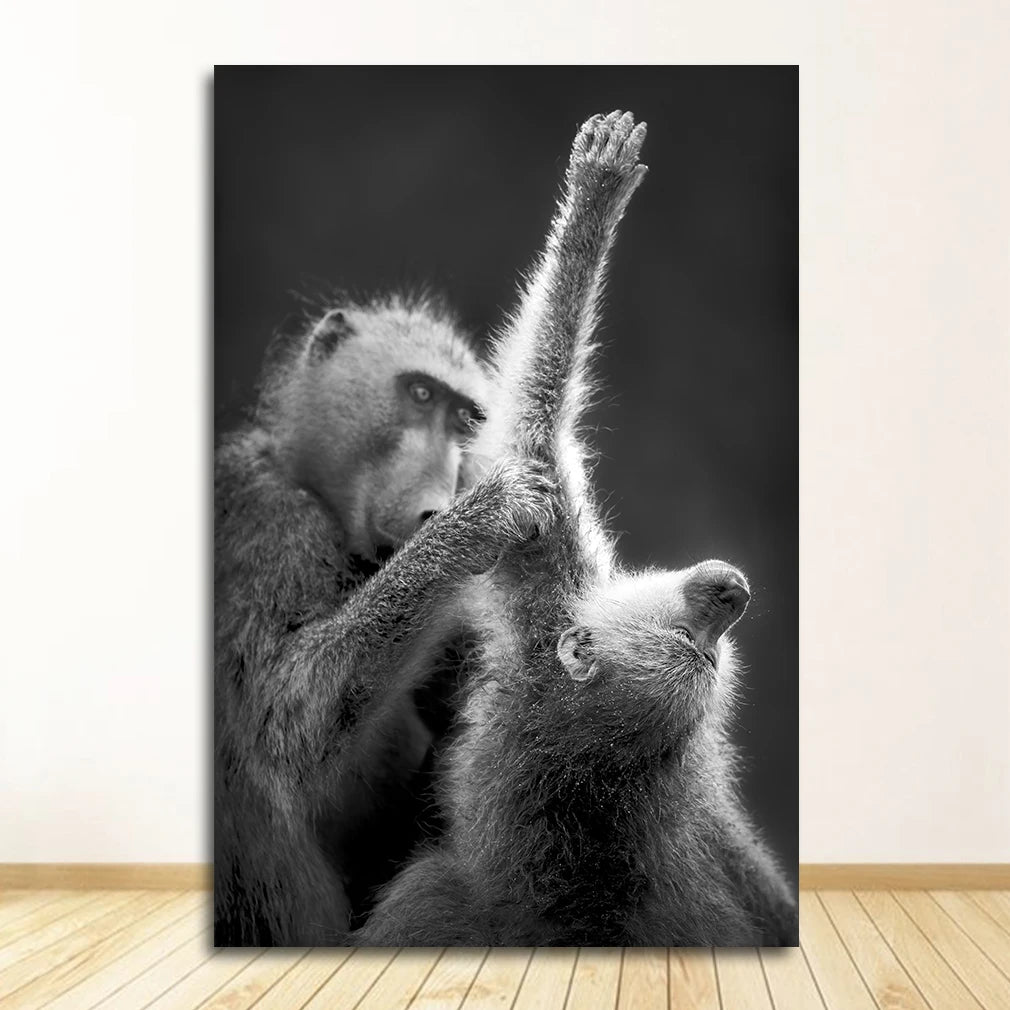 Black & White Animal Canvas Wall Art | Zebra Lion Leopard