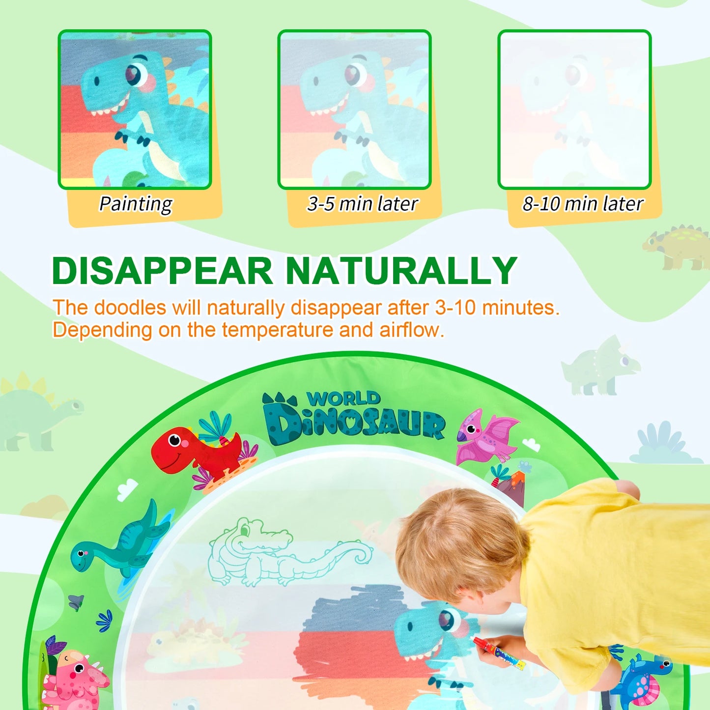 Kids Magic Water Drawing Mat Coloring Doodle Reusable Pens Painting