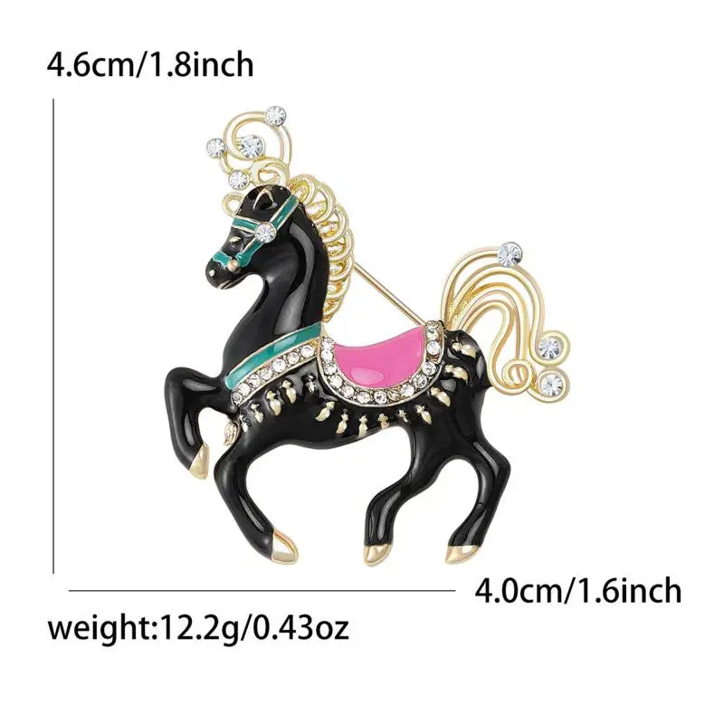 Enamel Horse Brooch | Vintage Zodiac Lapel Pin for Men & Women