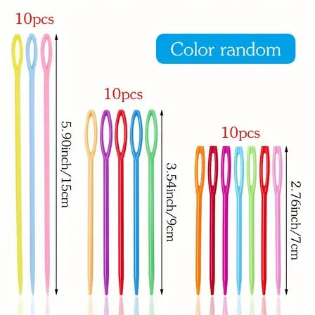 30-Piece Plastic Yarn Needles Set – 7/9/15cm Mixed Colors