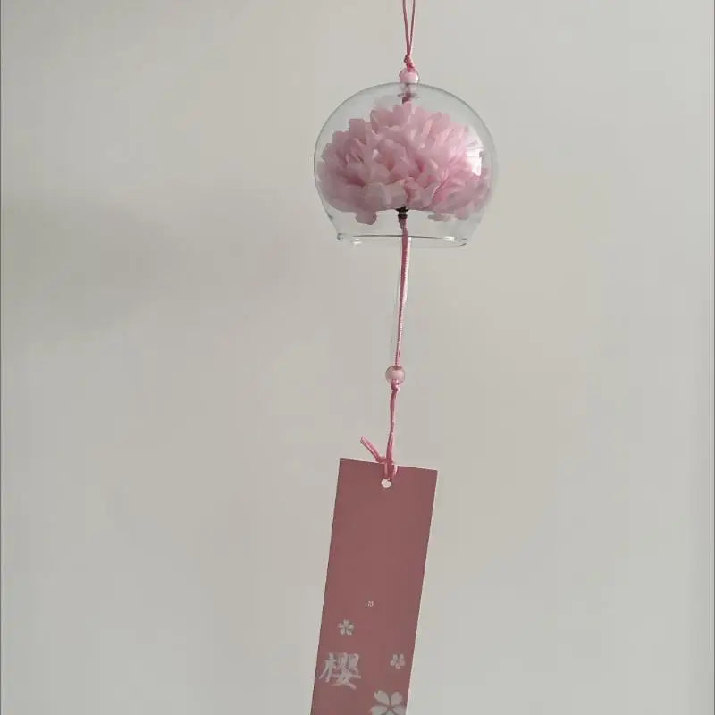 Japanese Glass Wind Chime with Artificial Flower | Home Decor Glass Wind Chime Peaceful Pleasures Health and Wellness C