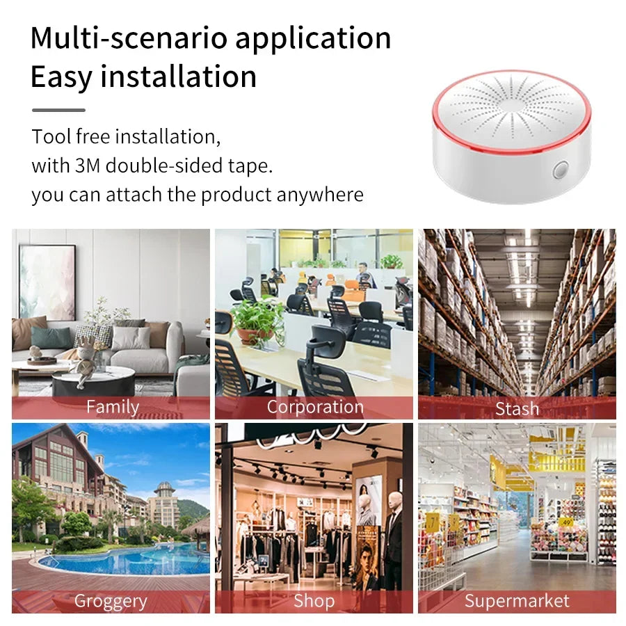 Tuya Smart Siren 85DB ZigBee WiFi Alarm Sound Light Sensor Detector Home Security Alarm App Control Works With Alexa Google Home Peaceful Pleasures Health and Wellness