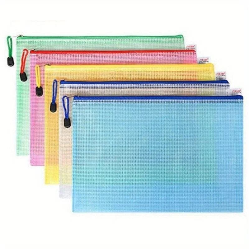5-Pack A4 Zipper File Bags – Clear PVC Large Capacity Organizer