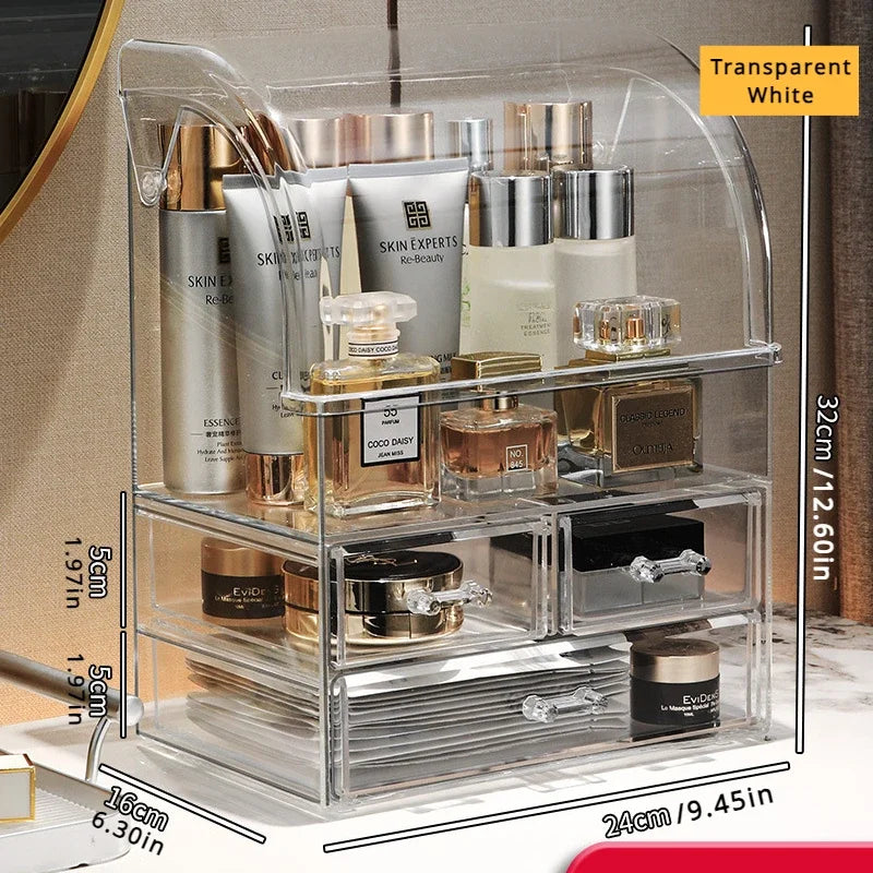 Clear Acrylic Cosmetics Organizer – Large Dustproof Storage Box
