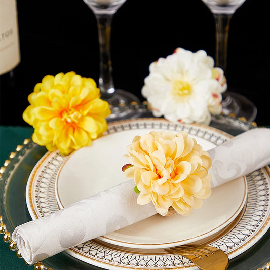 Floral Napkin Rings Set of 6 | Silk Flower Table Décor Floral Napkin Rings Peaceful Pleasures Health and Wellness