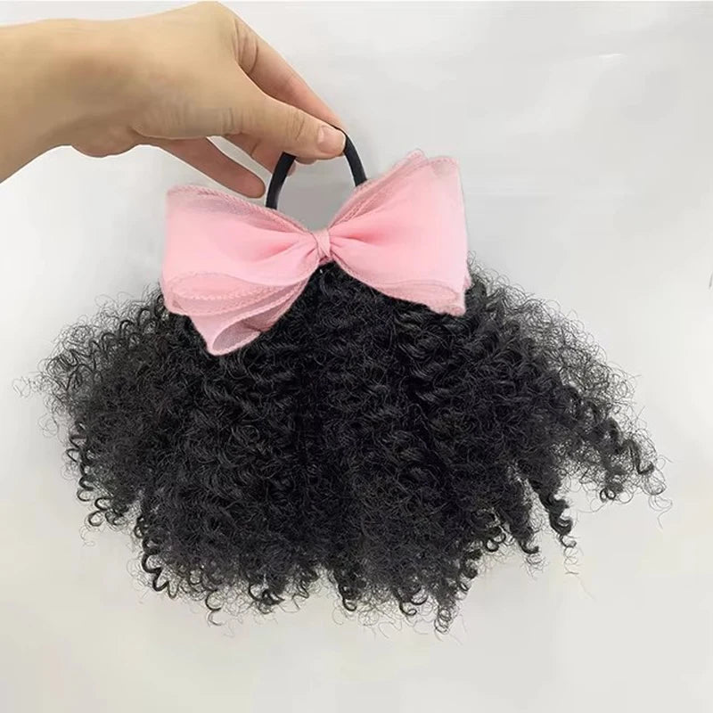 2pcs/pack Soft cute 4inch puff elastic band twist ponytail go afro kinky marley bouncy feel like natural human for baby girls Peaceful Pleasures Health and Wellness