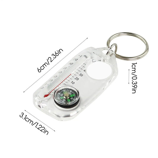 3-in-1 Mini Keychain Compass & Thermometer | Camping Tool Keychain Compass Tool Peaceful Pleasures Health and Wellness