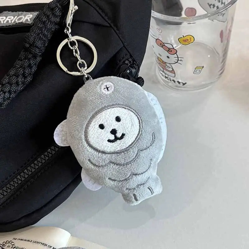 Cute Plush Fish Bear Keychain – Cartoon Doll Bag Charm Gift