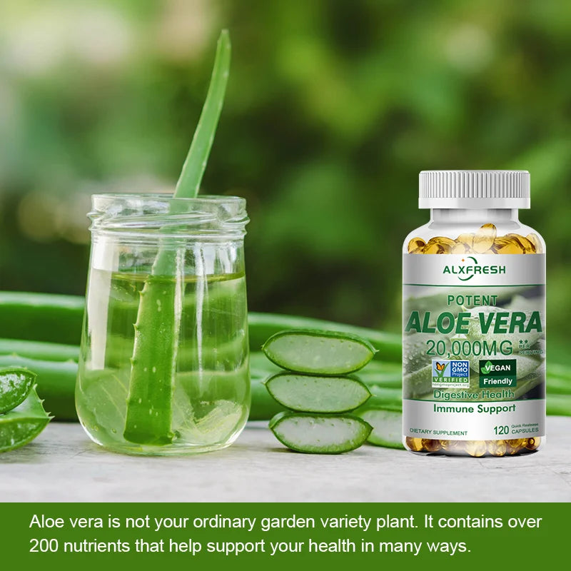 Aloe Vera Capsules Improve Digestive Health Soothe The Intestines Provide Antioxidant Detoxifying Effects Promote Skin Health Peaceful Pleasures Health and Wellness