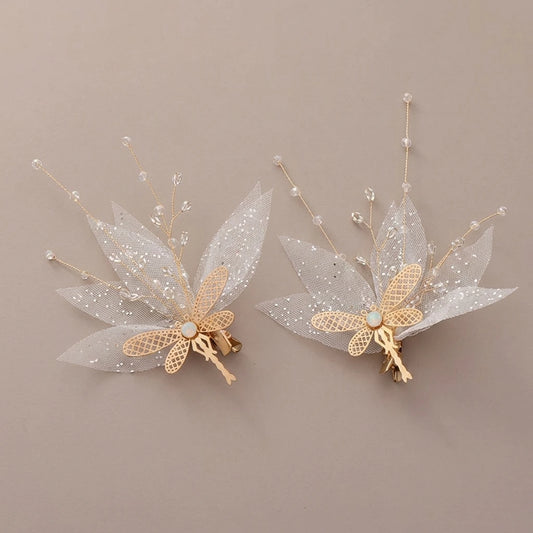 Crystal Butterfly Hair Clips Pair Alloy Mesh Rhinestone Design For Wedding Party Daily Use Peaceful Pleasures Health and Wellness