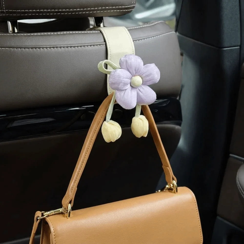 Tulip Flower Car Back Seat Hook | Decorative Leather Hanger