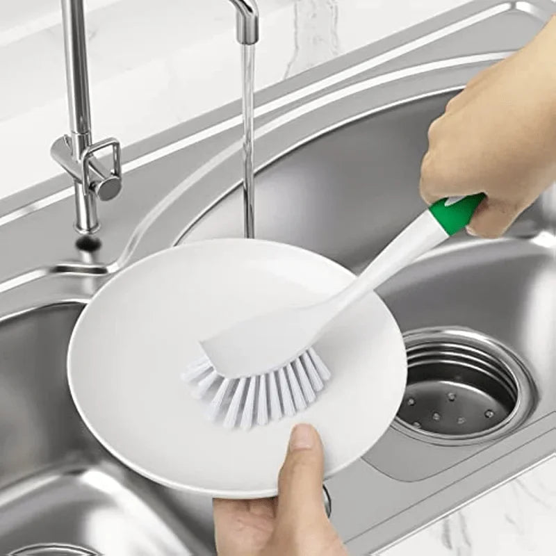 Dish Brush with Handle | Stiff Bristle Kitchen Scrub Brush