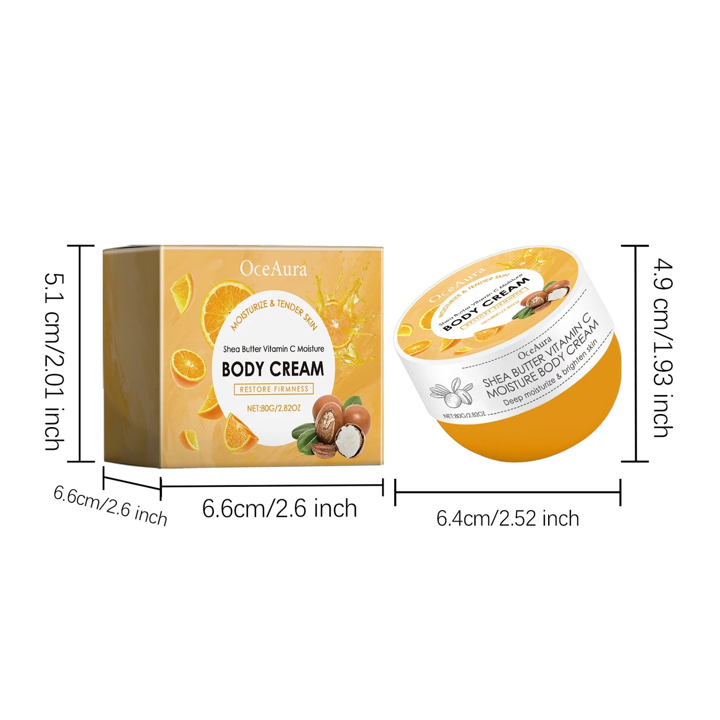 OCEAURA Vitamin C Body Cream – Deep Moisturizing, Anti-Chapping
