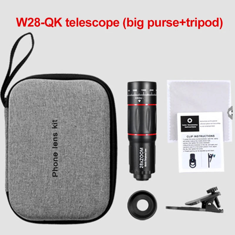 28X Lens Telescope Phone Camera Lens For Cellphone Wide Angle Lens Macro Telephoto Lens Zoom Phone Camera Fish eye Lens Phone Peaceful Pleasures Health and Wellness 28X Standard
