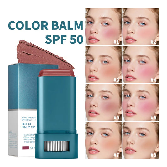 Lip & Cheek Color Balm SPF 50 Mineral Broad Spectrum Sun Protection Water Sweat Resistant Hydrating Long Lasting Buildable Blush Peaceful Pleasures Health and Wellness