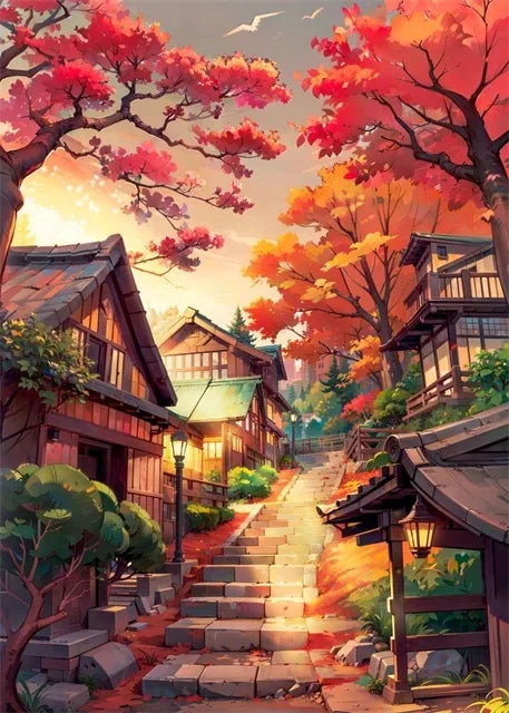 Japanese Sakura Street Canvas Wall Art | Unframed Poster Print Canvas Wall Art Peaceful Pleasures Health and Wellness ZLH5579 30x45cm No Frame