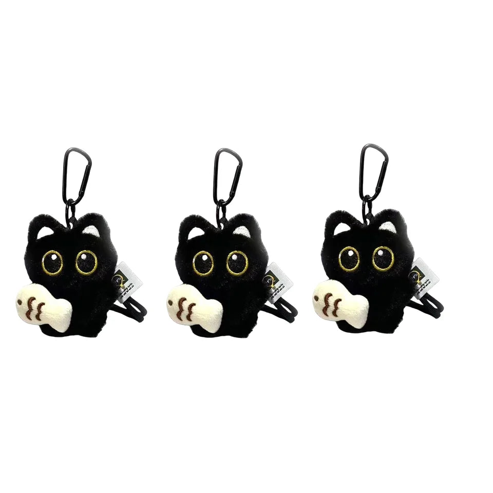 Black Cat Plush Keychain Charm | Cute Stuffed Cat Bag Pendant Plush Keychain Charm Peaceful Pleasures Health and Wellness F 3pcs