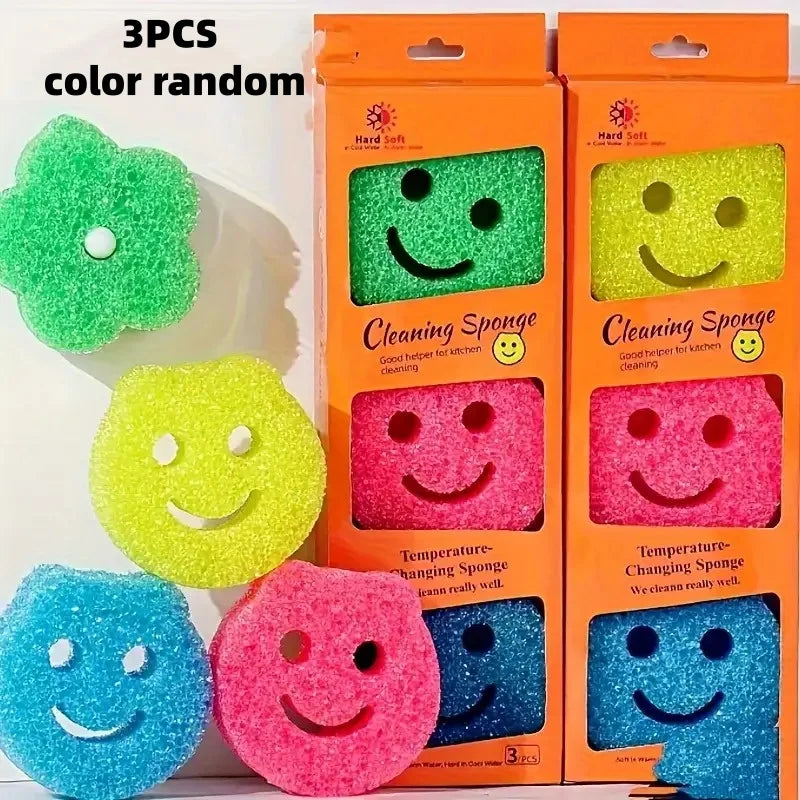 3 Pieces in a Color Box, Random Colors, Imitation Loofah Sponge for Washing Dishes, Kitchen Cleaning Brush, Pot and Dish Scrubber, Double-Sided Thickened Scouring Pad Sponge Block, Household Kitchen Cleaning Supplies Peaceful Pleasures Health and Wellness 3Pcs