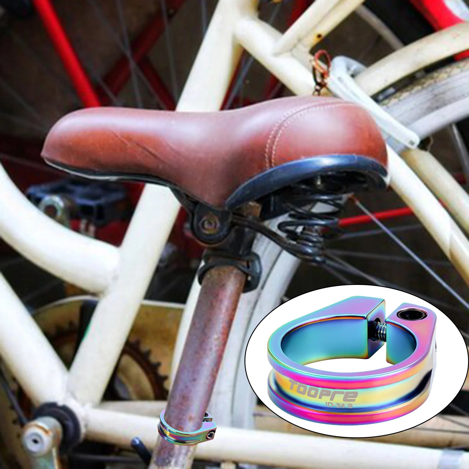 Aluminum Alloy Road Bike Seat Clamp Bicycle Seatpost Collar Clamp Tube Clips Gift for Cycling Enthusiasts Peaceful Pleasures Health and Wellness